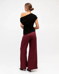 Susie Linen Wide Leg Pants - Wine