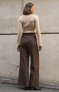 Susie Linen Wide Leg Pants - Chocolate