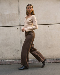 Susie Linen Wide Leg Pants - Chocolate