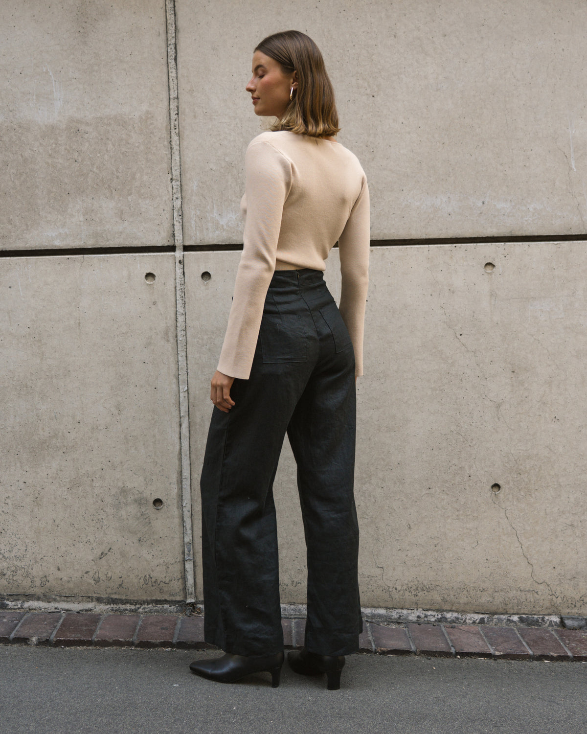 Susie Linen Wide Leg Pants - Black