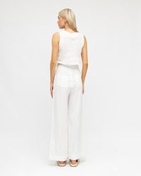 Susie Linen Wide Leg Pants - White