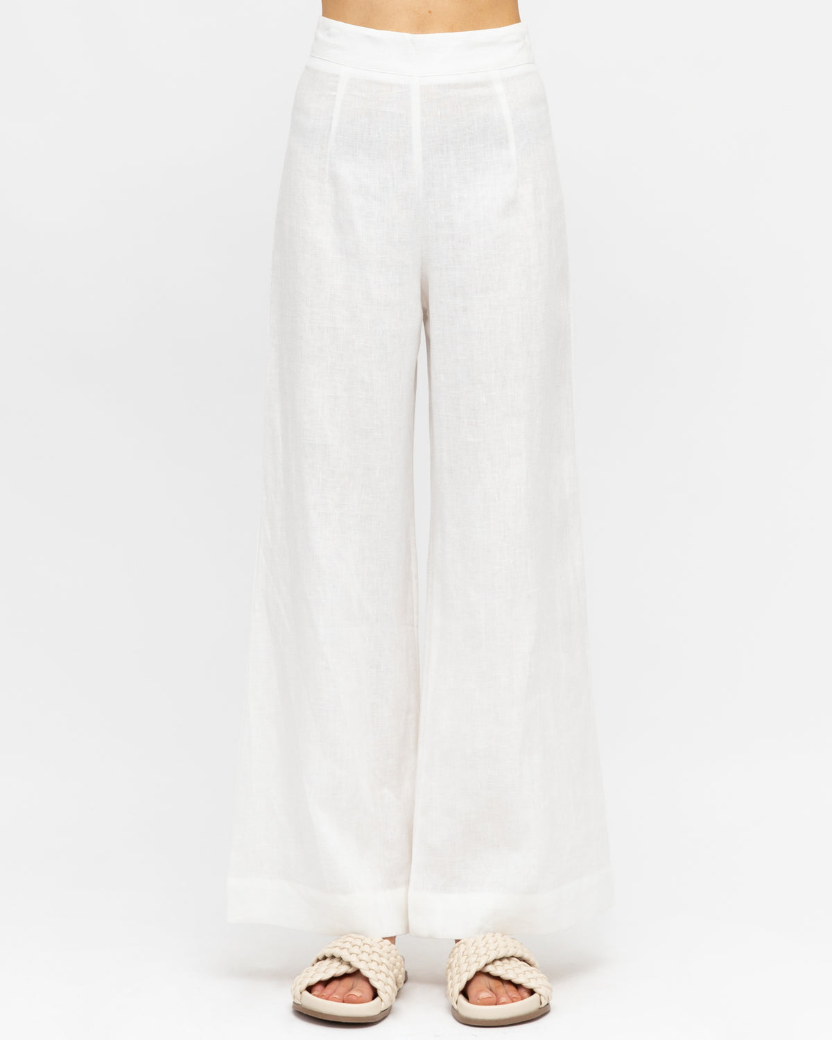 Susie Linen Wide Leg Pants - White