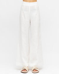 Susie Linen Wide Leg Pants - White