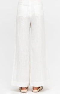 Susie Linen Wide Leg Pants - White