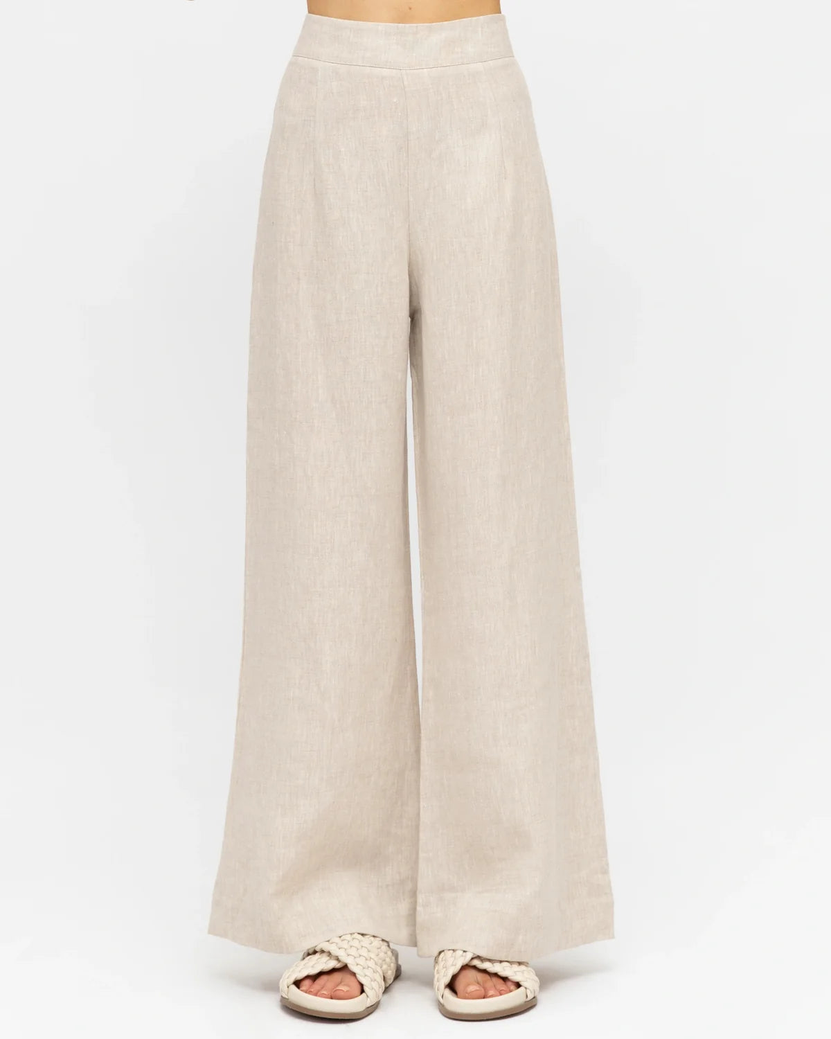 Susie Linen Wide Leg Pants - Oatmeal