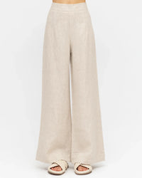 Susie Linen Wide Leg Pants - Oatmeal