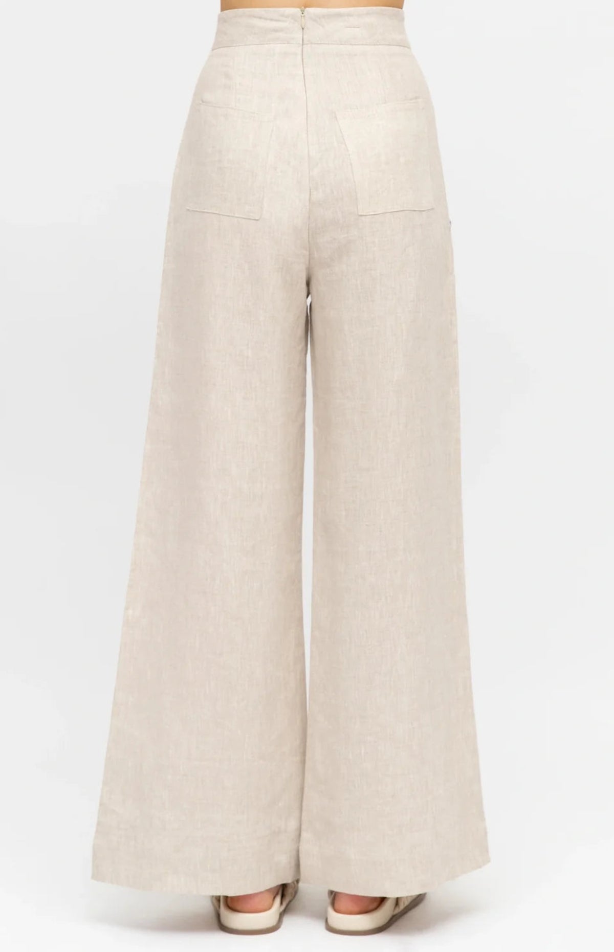 Susie Linen Wide Leg Pants - Oatmeal