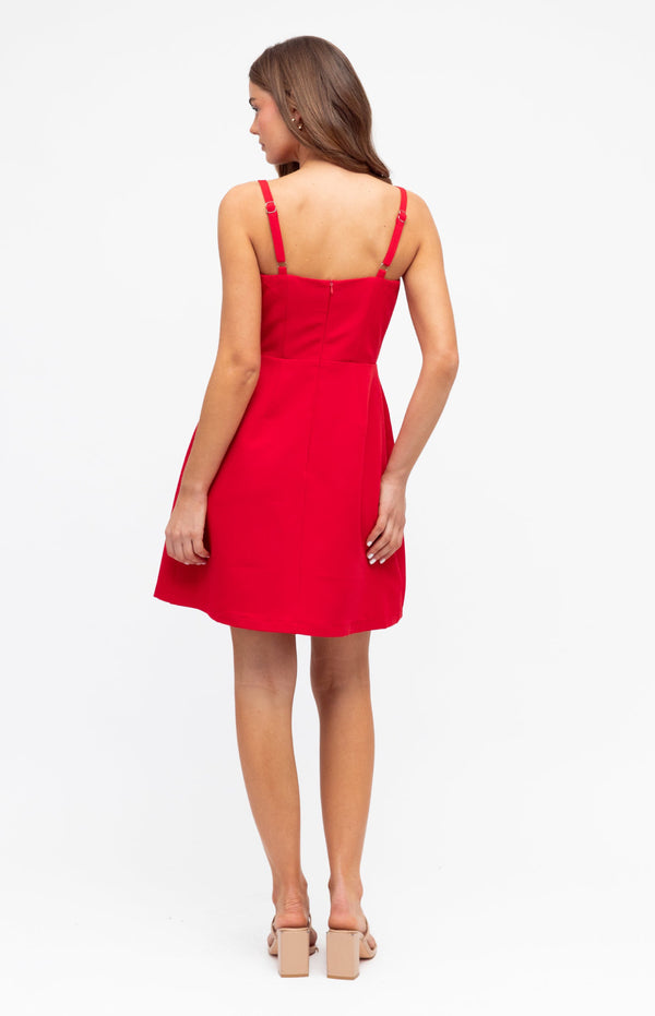 Jenson Thin Strapped Mini Dress - Red