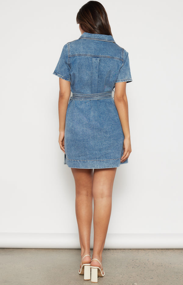 Imani Short Sleeve Mini Dress - Denim