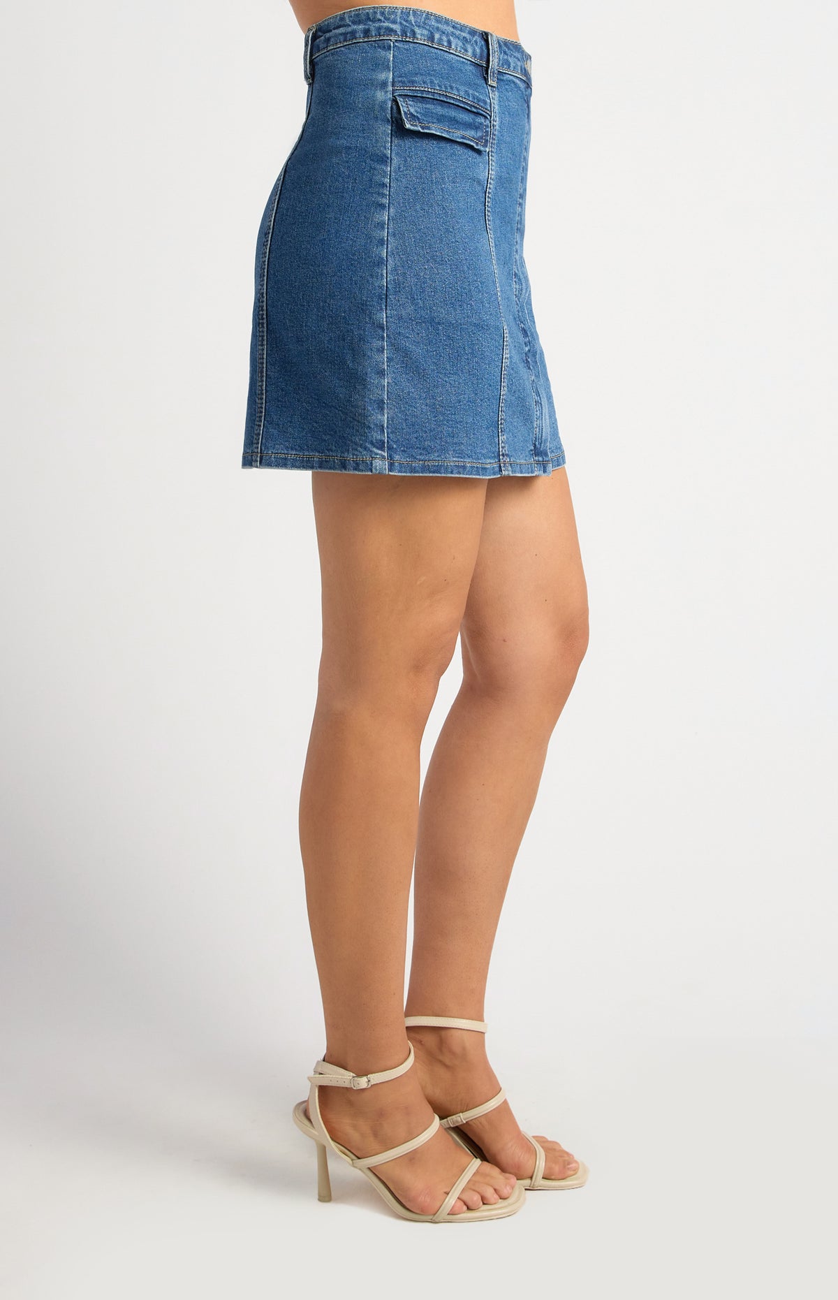 Venda Flap Pocket Denim Skirt