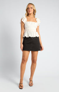 Page Denim Mini Skirt - Washed Black