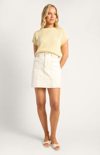 Natasha Denim Mini Skirt - White