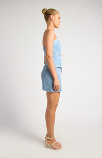 Zelma Strapless Top - Blue Denim