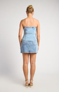 Zelma Strapless Top - Blue Denim