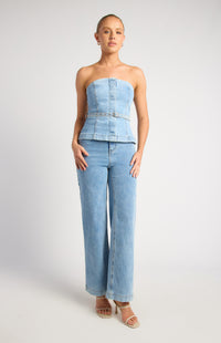 Xavier Wide Leg Jeans - Blue Denim