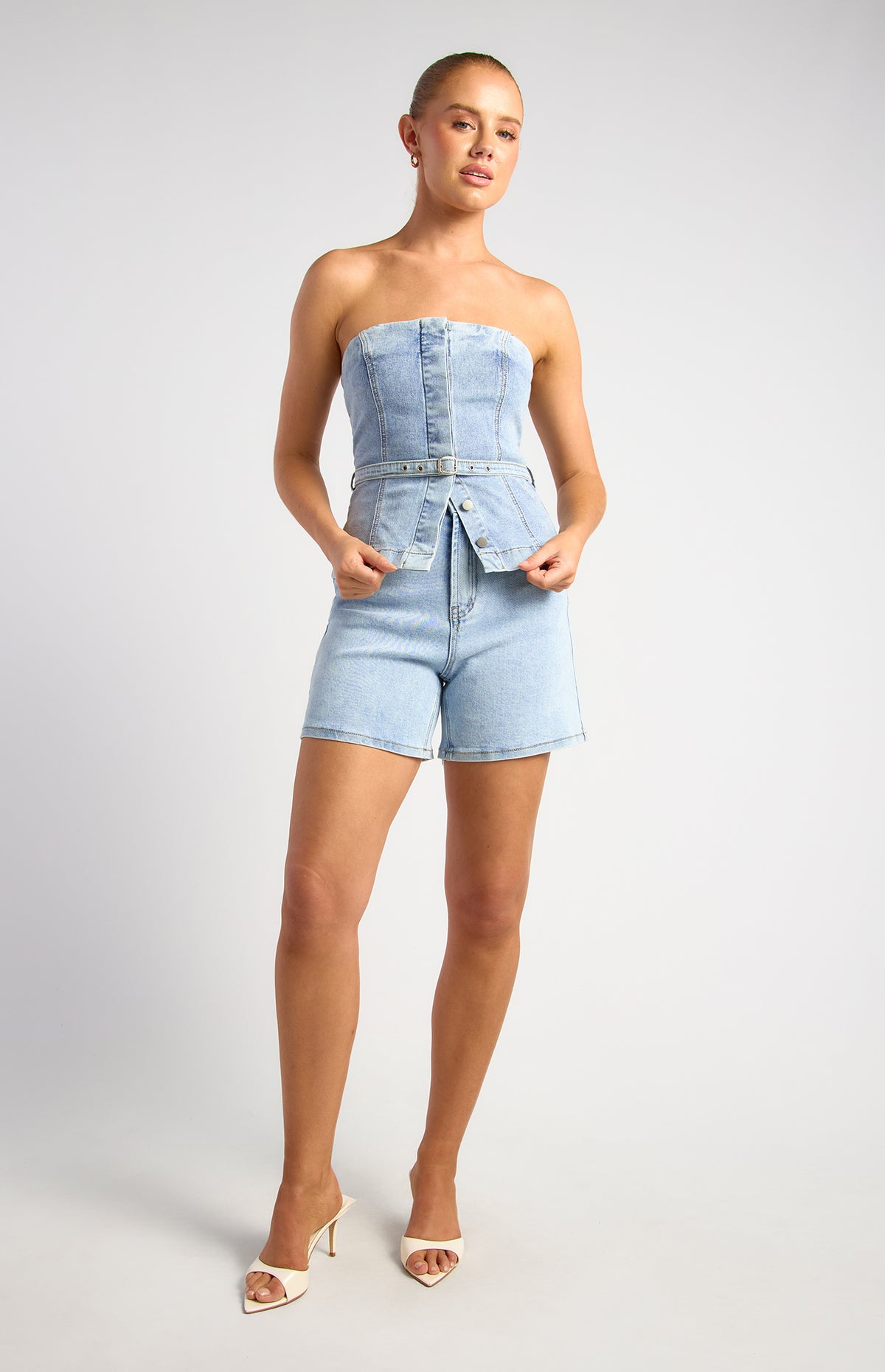 Justin High Waisted Denim Shorts