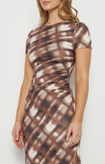 Carey Short Sleeve Midi Dress - Brown
