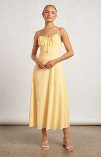 Ushi Lace-Up Back Maxi Dress - Lemon