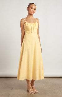 Ushi Lace-Up Back Maxi Dress - Lemon