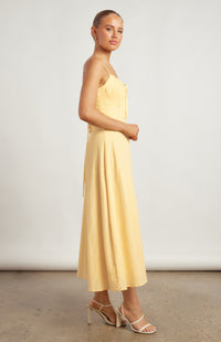 Ushi Lace-Up Back Maxi Dress - Lemon