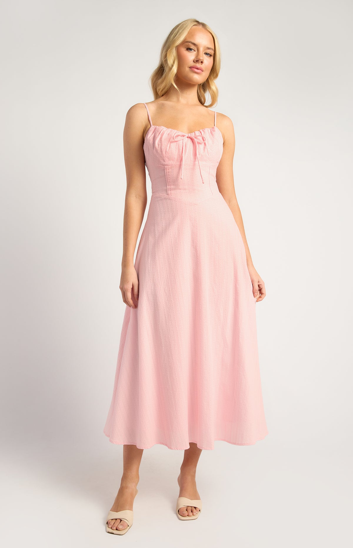 Ushi Lace-Up Back Maxi Dress - Pink