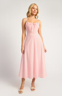 Ushi Lace-Up Back Maxi Dress - Pink