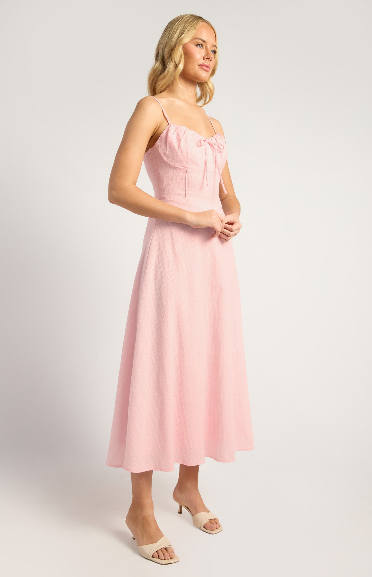 Ushi Lace-Up Back Maxi Dress - Pink