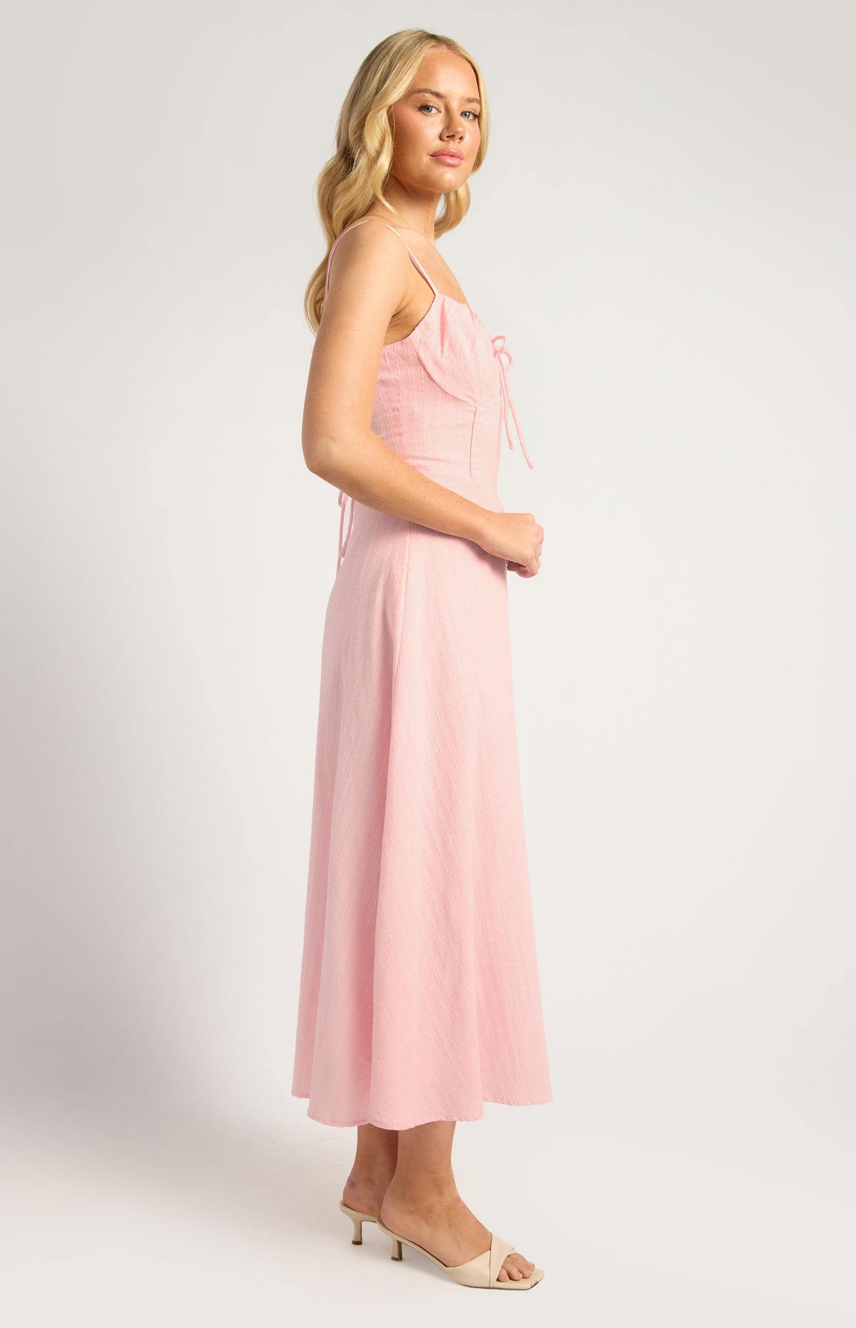 Ushi Lace-Up Back Maxi Dress - Pink