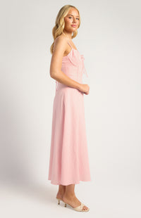 Ushi Lace-Up Back Maxi Dress - Pink