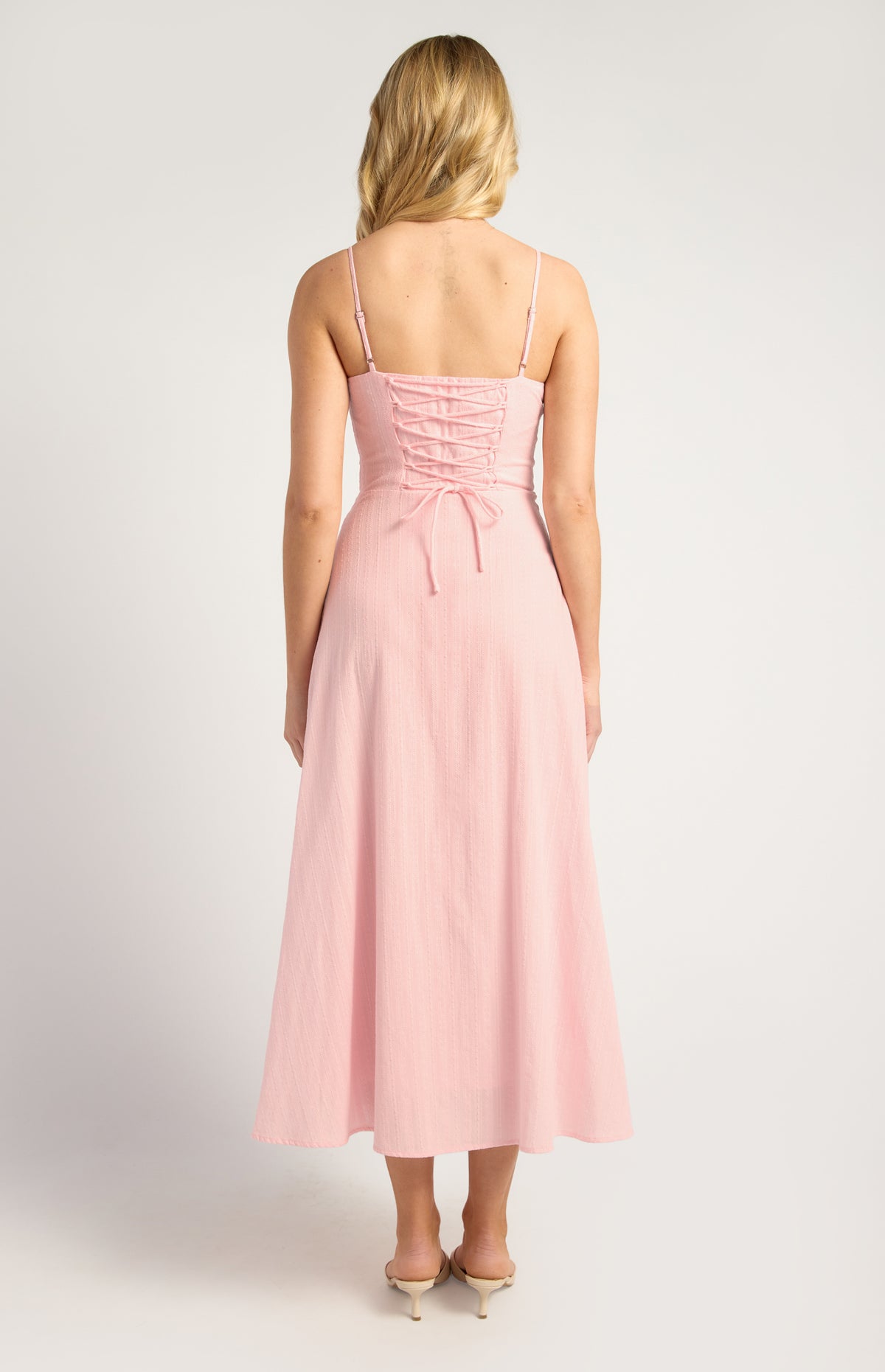 Ushi Lace-Up Back Maxi Dress - Pink