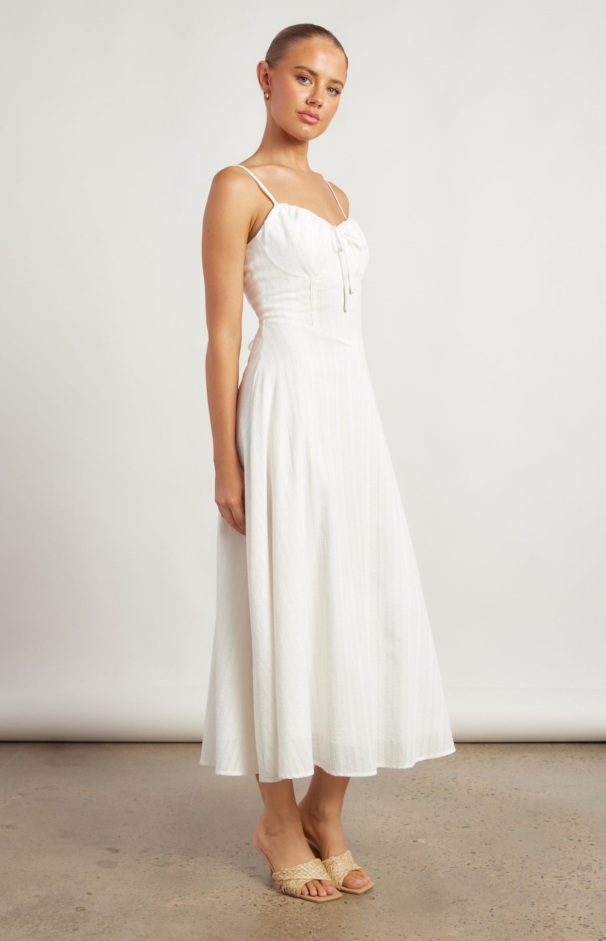 Ushi Lace-Up Back Maxi Dress - White