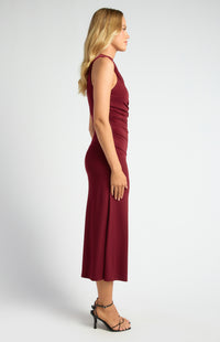 Laurel Side Split Midi Dress - Merlot