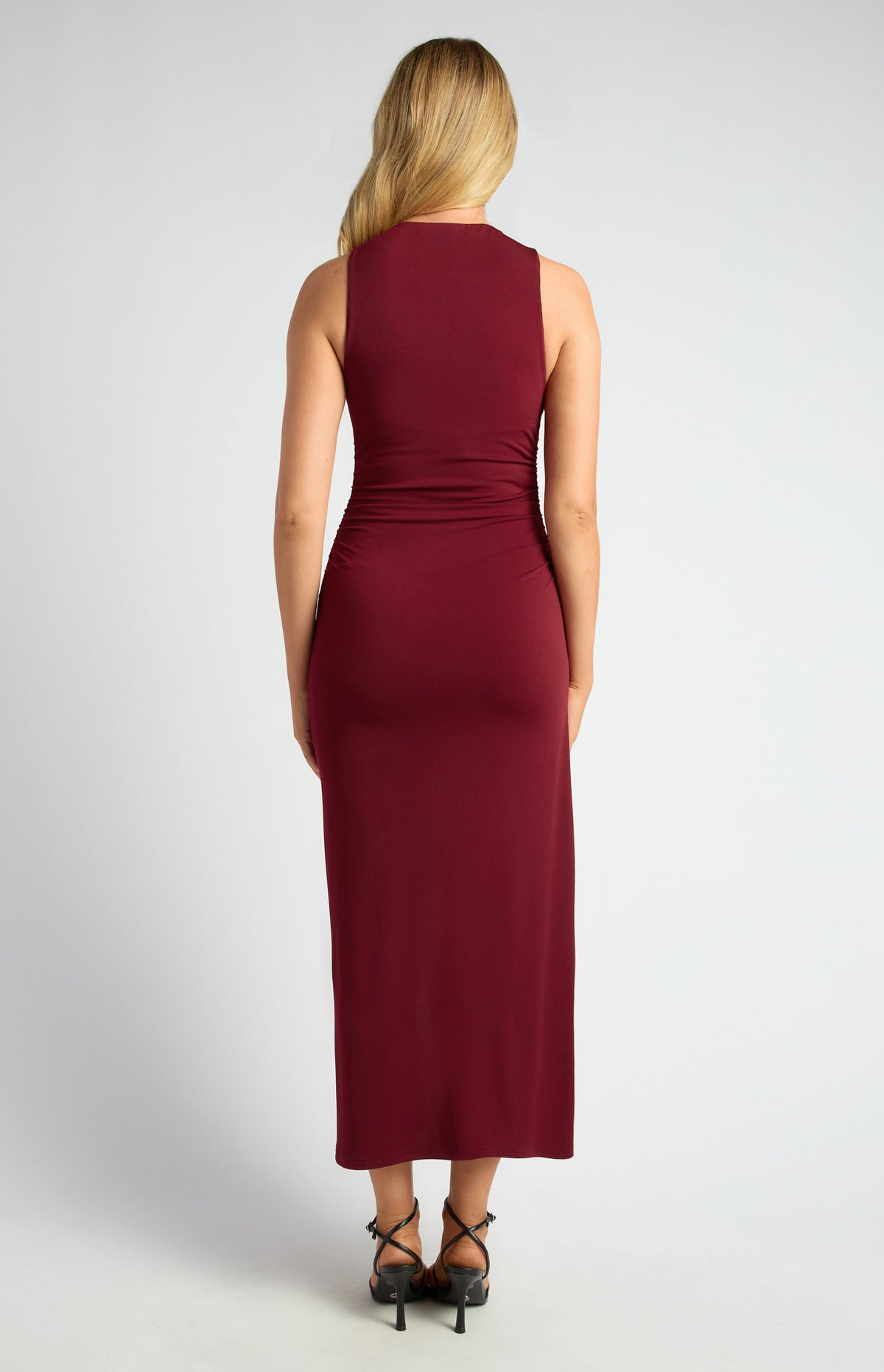 Laurel Side Split Midi Dress - Merlot