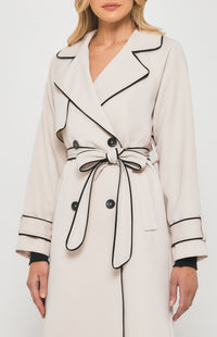 Riviera Double Breasted Collared Trench Coat - Beige