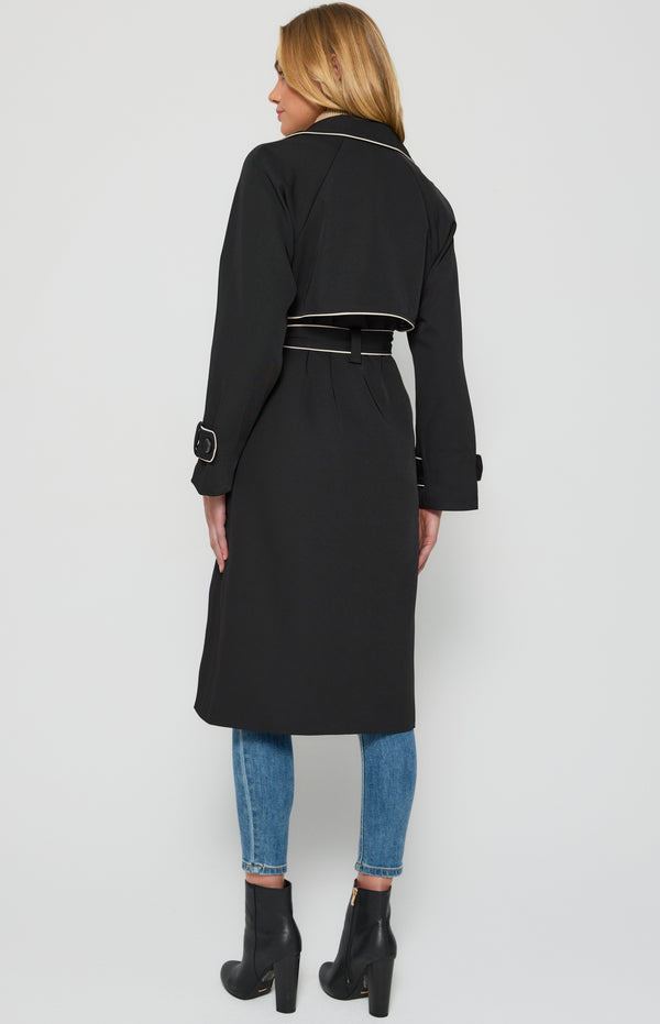 Riviera Double Breasted Trench Coat - Black