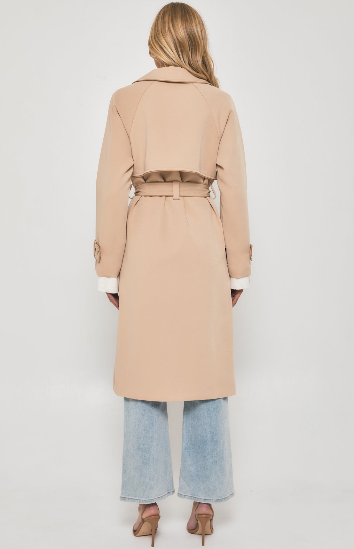 Riviera Double Breasted Collared Trench Coat - Camel