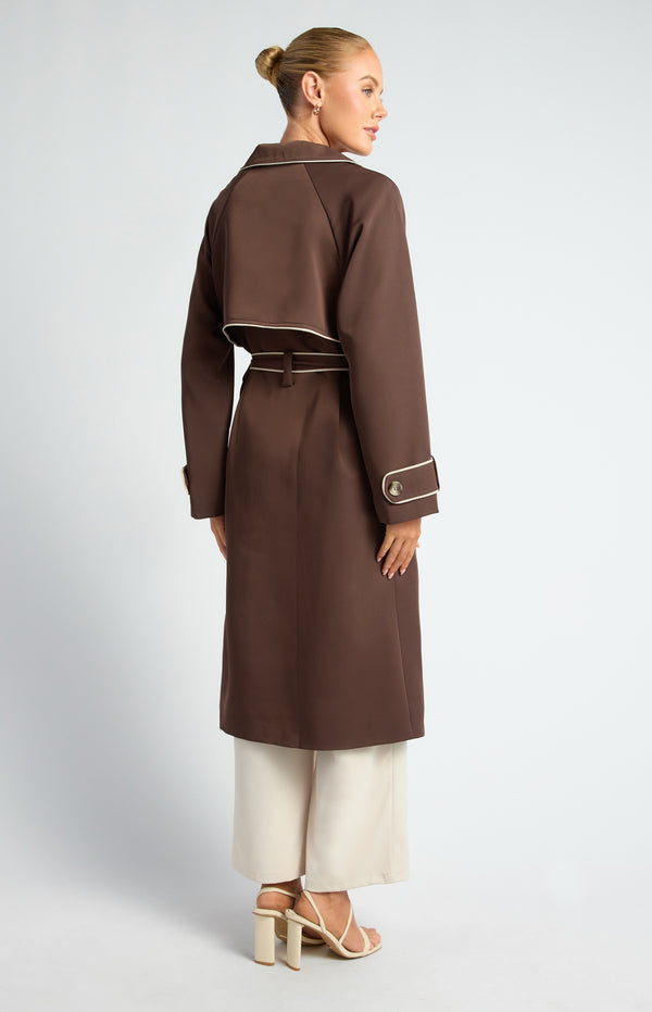 Riviera Double Breasted Trench Coat - Espresso