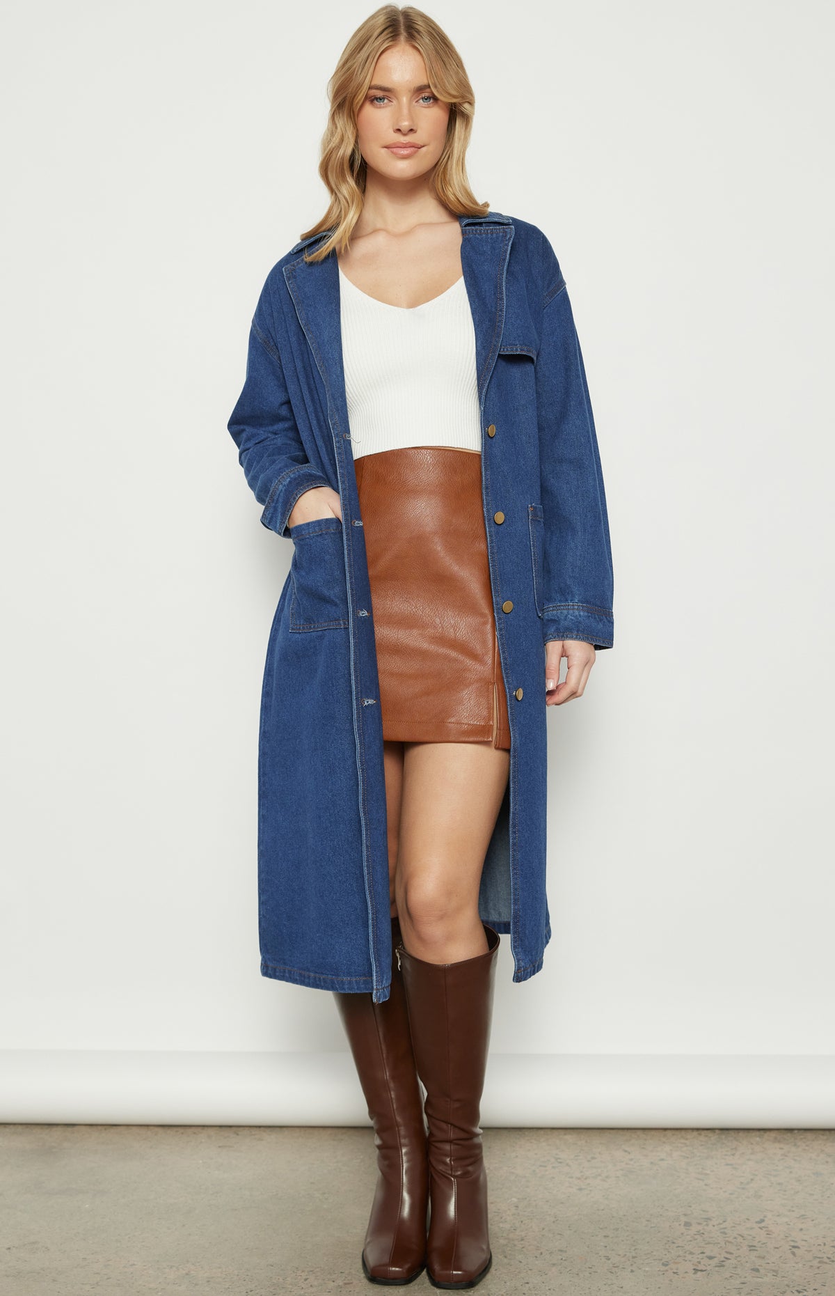 Sonia Trench Coat - Denim