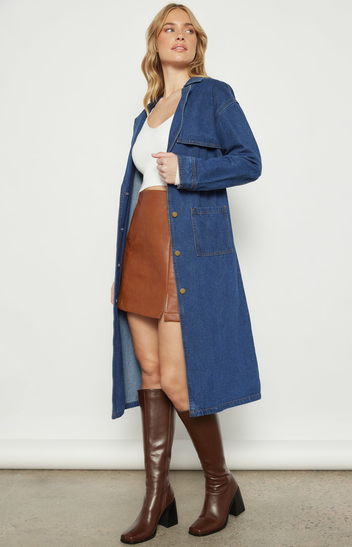 Sonia Trench Coat - Denim