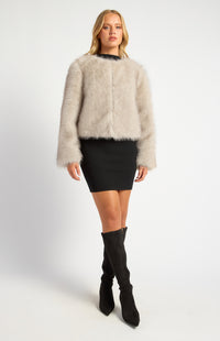 Willow Faux Fur Coat - Stone