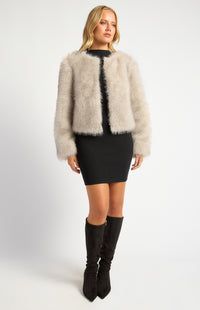 Willow Faux Fur Coat - Stone