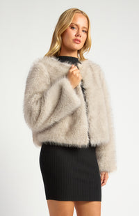 Willow Faux Fur Coat - Stone