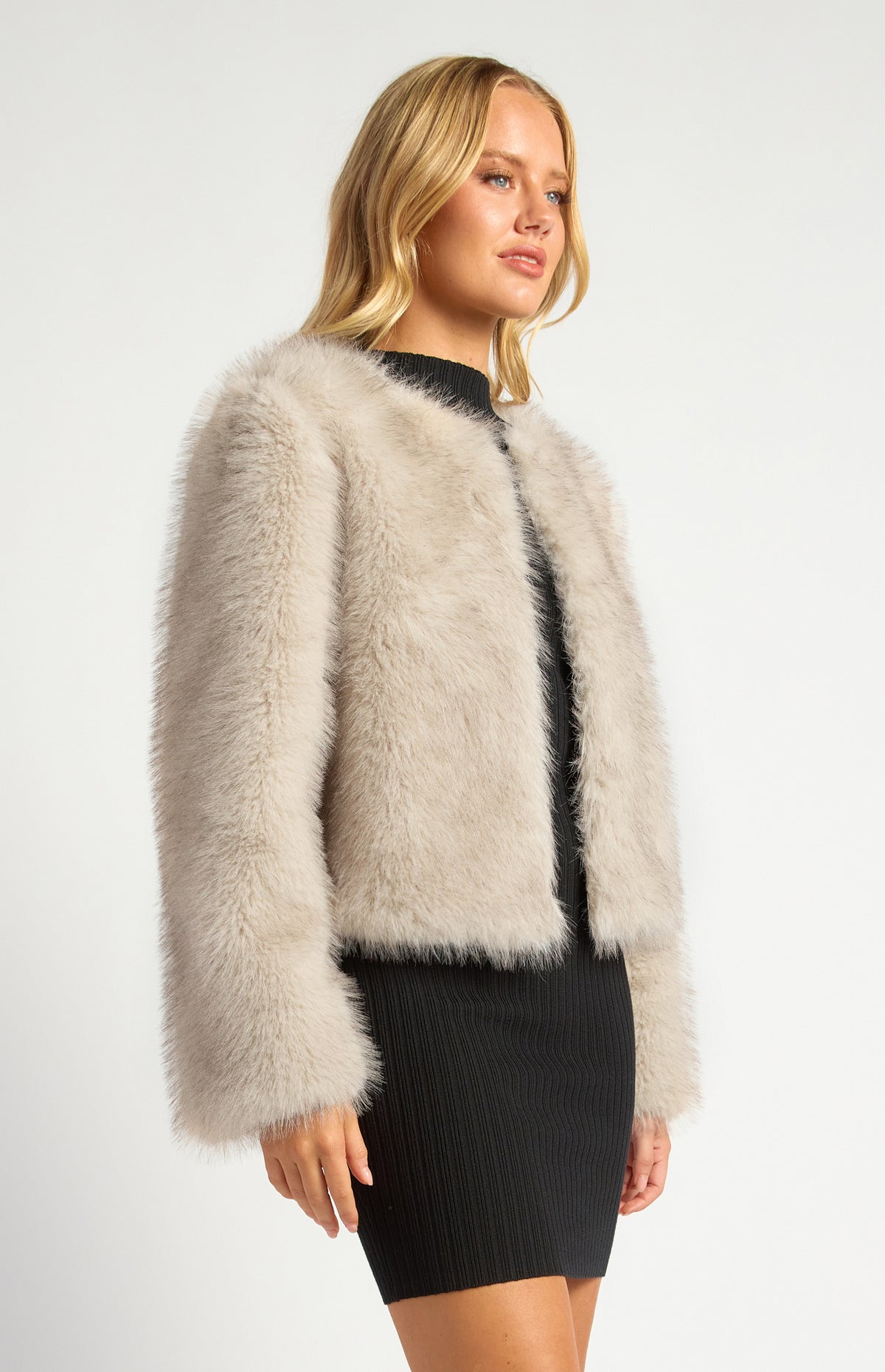 Willow Faux Fur Coat - Stone