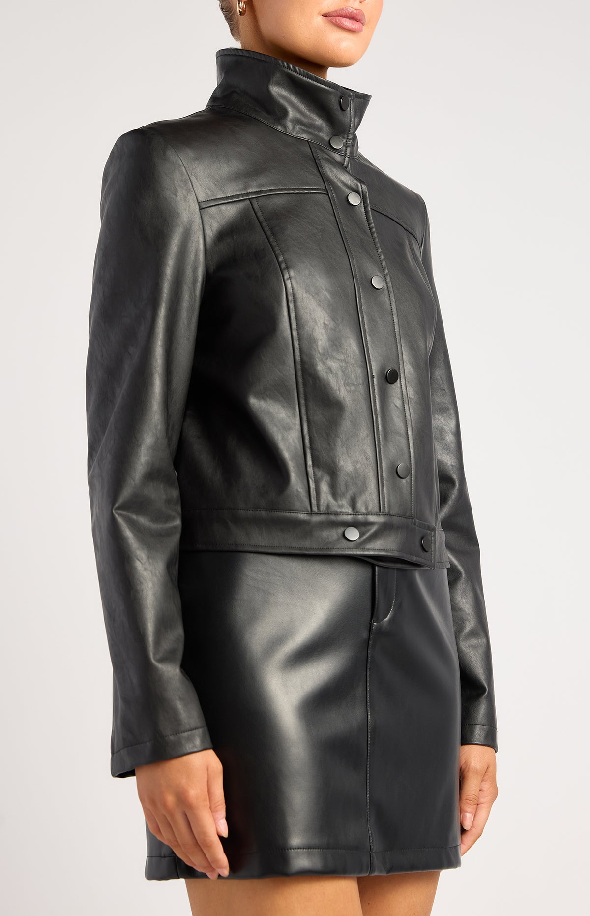 Brax Faux Leather Biker Jacket - Black