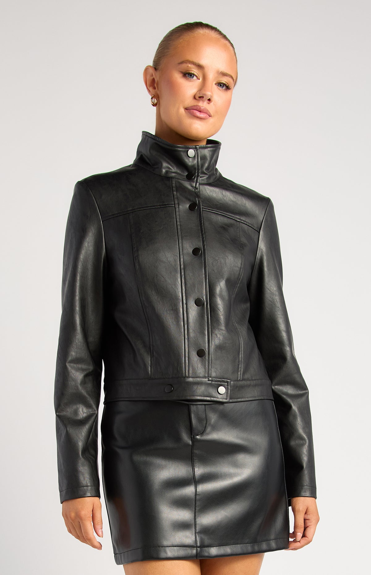 Brax Faux Leather Biker Jacket - Black