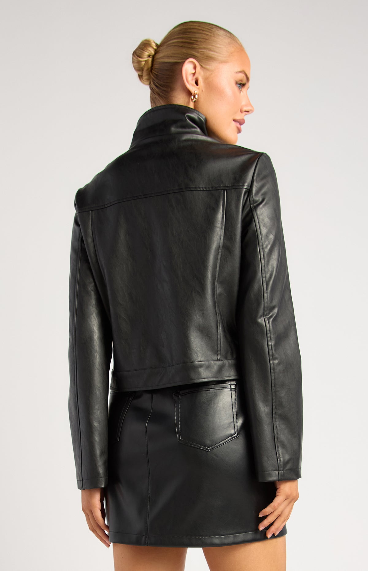 Brax Faux Leather Biker Jacket - Black
