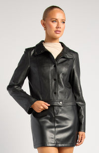 Brax Faux Leather Biker Jacket - Black