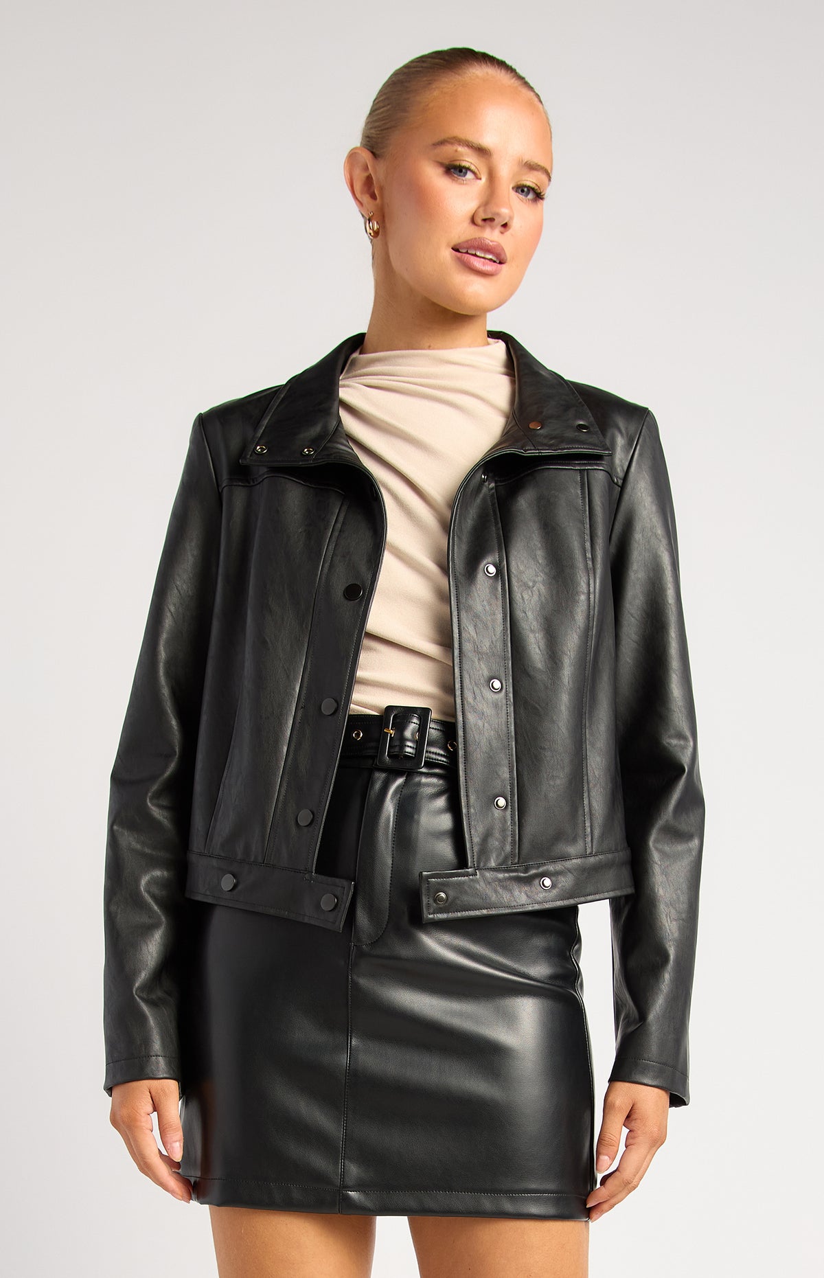 Brax Faux Leather Biker Jacket - Black