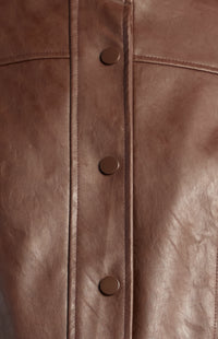 Brax Faux Leather Biker Jacket - Espresso