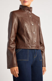 Brax Faux Leather Biker Jacket - Espresso